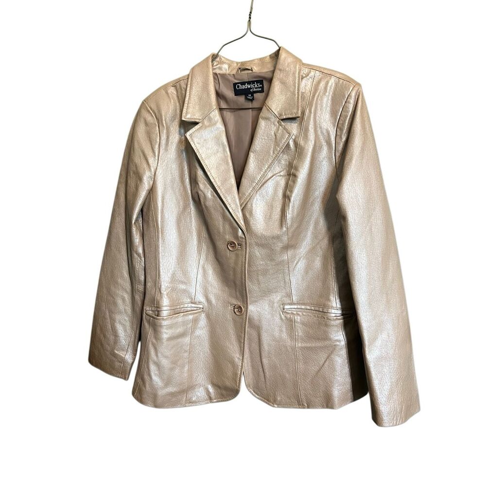 Chadwicks of Boston Women's Size 14 Leather Taupe Brown Jacket Coat